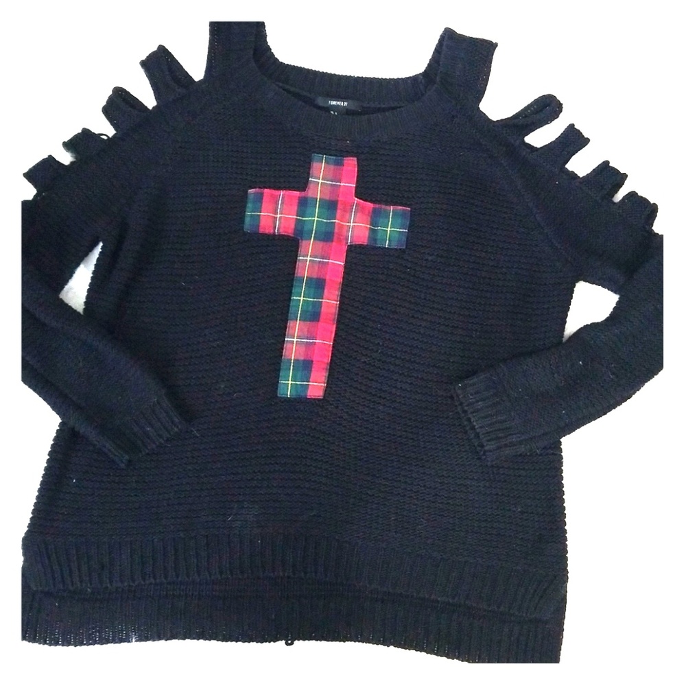 Black cold shoulder sweater